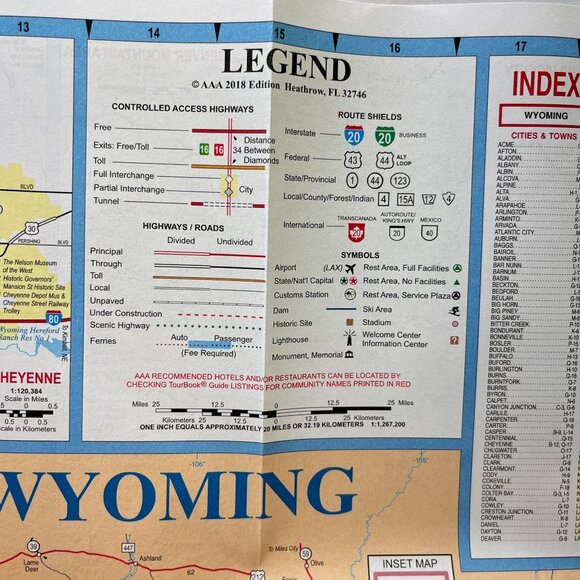 Colorado Wyoming State Map Transportation Travel Highway Map 2018 AAA - Picture 2 of 12
